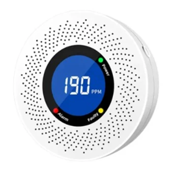 1 KS Bílé Oxidu Uhelnatého Samostatný Detektor CO Alarm S Displej Napájen Baterií Pro Domácí Kuchyně, Kanceláře