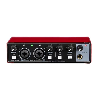 1 KS Zvukové Karty Studio Záznam USB Audio Profesionální 48V Phantom Pro Nahrávání Červená