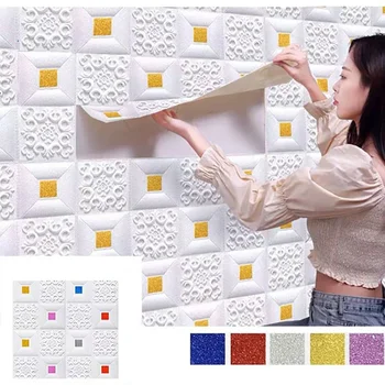 10 Ks 70cmx35cm samolepící Simulace Brick Home Dekor 3D Tapety, Pozadí, Dekorativní Zeď