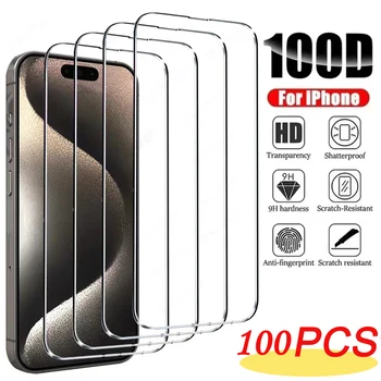 100ks Tvrzené Sklo Pro IPhone 15 14 13 12 11 Pro Max X XS XR Mini 7 8 14 Plus Screen Protector Pro Iphone 14 15 Pro Max Sklo