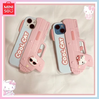 2023 Nové Miniso Hello Kitty Sweet Cool Girl Cartoon Pistole Model Iphone14/15 Promax All-Inclusive Podzim-Důkaz Silikonové Pouzdro Na Telefon