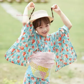 2024 japonské děti vintage šaty kimono yukata národní květina tisk tradiční japonské dětský kostým výkon