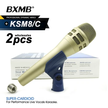 2ks Černá/Bílá Box KSM8 Profesionální Drátový Mikrofon KSM8C Super-Kardioidní Dynamický Podcast Mikrofon Pro Karaoke Live Vokály Fázi