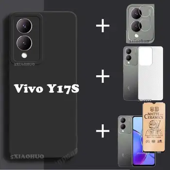 4v1 Pro Vivo Y17S Telefon Pouzdro Pro Vivo Y17S Silikon Měkký Kryt+Keramika ochranný film+Objektiv Fólie+Zadní Kryt