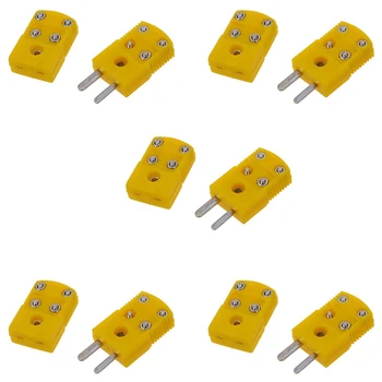 5X Žluté Plastové Skořepiny Typ K Termočlánek Plug Socket Connector Set