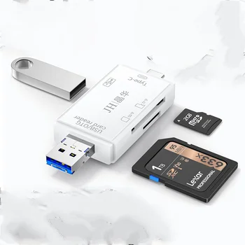 6 v 1 OTG Card Reader USB3.0 až C Typ Micro Adaptér USB Flash Disku Smart Čtečka Paměťových Karet TF Fotoaparát Cardreader Mini SD