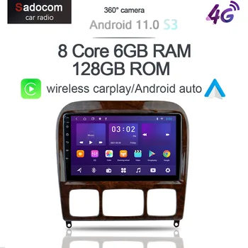 6G+128 G Carplay Android 10 Auto DVD Přehrávač GPS, WIFI, Bluetooth, RDS Rádio Pro Benz S Class W220 S280 S320 S350 S400 S430 S500 S600