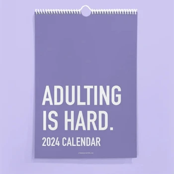 ADULTING JE TĚŽKÉ 2024 KALENDÁŘ 12-Měsíční Plán, Papír, Kalendář 2024 Krásné Pooping Vtipný Dárek Domů