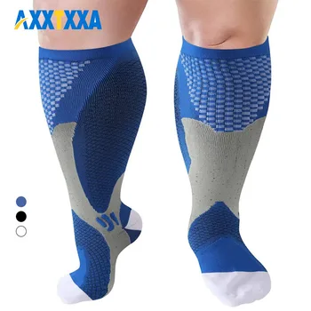 AXXTXXA 1 Pár Plus velikost kompresní ponožky široká lýtka ženy muži kolena vysoké 20-30 mmhg oběh, na otoky 2XL-7XL