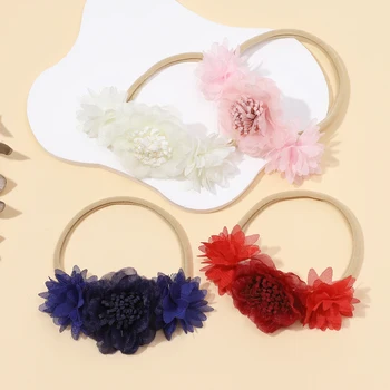 Baby Dívky Květinové Hairbands Pevné Květy Čelenka pro Novorozence Elastické gumičky pro Děti, dětské Vlasové Doplňky