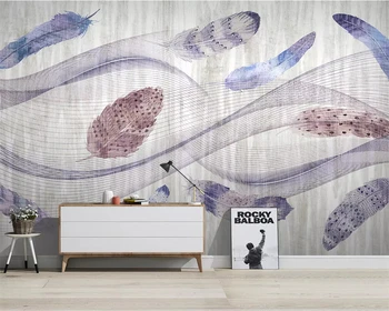 Beibehang Vlastní fotografie tapety Nordic abstraktní linky ručně malované akvarel peří, TV pozadí nástěnné malby 3d tapet