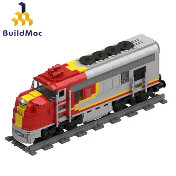 BuildMoc Santa Fe Super Šéf Vlaky, Stavební Bloky Nastavit Těžkých Nákladních Lokomotiv Pro Osobní Dopravu Železniční Trati Cihly Hračky Pro Děti Dárek