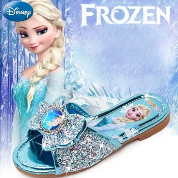 Disney Frozen Princezna Elsa Dívky Muly Sandály Crystal Boty Děti Strana Cosplay Molo Přezůvky Show Boty Ploché Boty