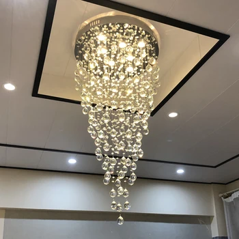 Dlouho Křišťálový Lustr Pro Obývací Pokoj Schodiště Vestibulu Moderní Kreativní Vnitřní Osvětlení Velkých LED Lampa Luxus Domova Lesk