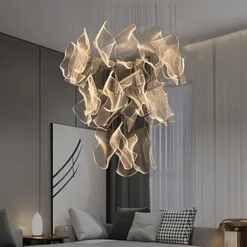 Dvoupodlažní Budova Lustr Vila Prázdná Lampa v Obývacím Pokoji Moderní Minimalistický Tvůrčí Schodech Jídelna-Pokoj Lampa Nordic Light