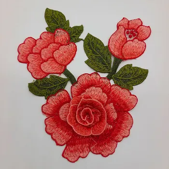 Dámské výšivka růže květ dekorace nášivka textilie šití DIY oblečení zásoby řemesla příslušenství