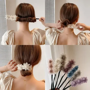 Elegantní Perlový Líný Kulma na Vlasy Luk Barrettes účesy Artefakt Vintage Ženy Květinové DIY Vlasy Nástroje pro Výrobce Gumičky pokrývky hlavy
