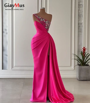 GiayMus Elegantní Růže Červená Mořská panna Večerní Šaty 2023 Vysoká Štěrbina Večeři Šaty pro Dámy Svatební Party Šaty Vestidos De Noche