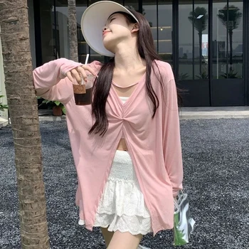 Gidyq Letní Sexy Nepravidelné Tričko Ženy Korean Módní Volné Ochrana Proti Slunci Košile Ležérní Streetwear Žena Celý Zápas Topy Nové