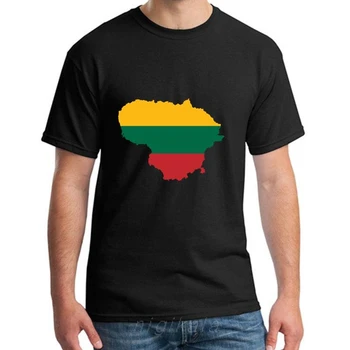 Grafické Litva Mapa Vlajka T-shirt Letní Módní Vtipné Tisk Příležitostné 100%Bavlna Pánské Tričko
