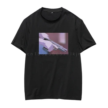 Harajuku ruční Zbraň Pistole Anime Print T-shirt Muži Hip Hop Ležérní Streetwear Topy Letní Krátký Rukáv 100%Bavlna Eu Velikost Trička