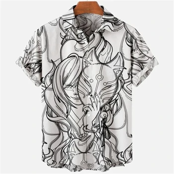 Harajuku Triendy Pánské tričko Fox 3d Tisk Abstraktní Osobnost Košile Muži Oblečení Venkovní Ležérní Nadrozměrné-Krátký rukáv Topy