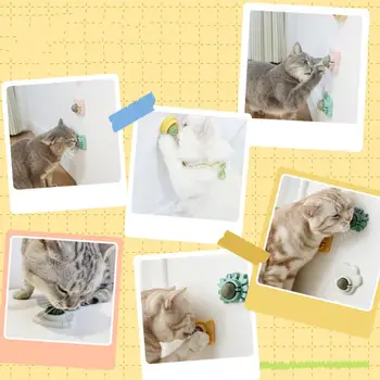 Hračky pro kočky, pro Nábytek, Podporují Trávení Catnip Wall Ball Toy Stick-Design Osvěží Dech skřípání Zubů Kreslený Hračka pro Kočky Cat