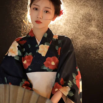 Kimono Šaty Japonský Styl Yukata Župan Žen Tisk Haori Japonsko Jednotné Cosplay Vintage Svetr Kostým Party Šaty Oblečení