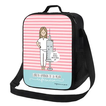 Kreslené Dámy Sestra Lékař Tisknout Izolované Tote Bag pro Ženy, Přenosné Chladiče Tepelná Jídlo, Oběd Box Školy