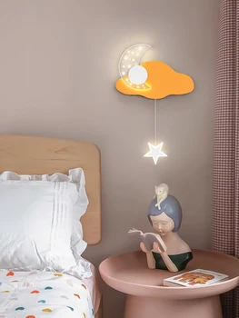 LED Nástěnné Lampy Moderní Karikatura Děti Dítě Ložnice Osvětlení Kreativní Svícny Roztomilé orange Moon Star Noční Vnitřní Výzdoba Světla