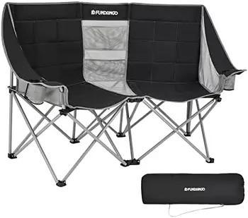 Loveseat Camping Židle Dospělí 2 Osoby Nadrozměrné Dvoulůžkový Camping Židle pro Piknik Venku Pláž Cestování, křeslo Camp Židle, Ov