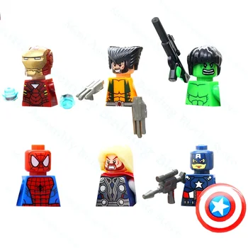 Malé Cihly, Stavební Bloky, Kapitán Amerika, Iron Man, Thor, Hulk, Spider-Man Cihly, Akční Figurky Superhrdiny Modely, Děti, Hračky
