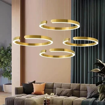 Moderní Led Obývací Pokoj Lustr, Jednoduché Půlkruh Kreativní Přívěsek Lampy Osobnosti Ložnice Jídelní Nerezová Ocel Osvětlení