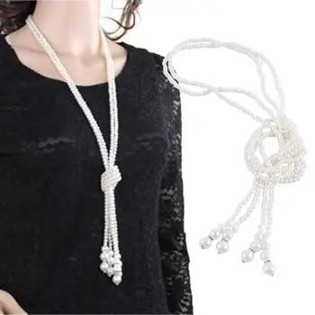 Módní Nastavitelný Faux Pearl Crystal Vintage Dvouvrstvé Šaty, Dekorace Ženy Opasek Náhrdelník Náhrdelník Korejská Bederní Pás