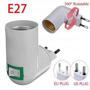 Nastavitelný E27 Žárovka Základny Socket Držák 360 Stupňů Žárovka Adaptér Plug Converter Adaptér Světlo osvětlení EU NÁS Adaptér B4
