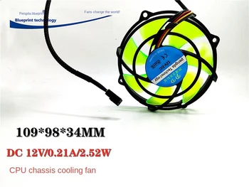 Nové Pengda Plán kolo 9,5 cm Mute CPU Šasi, základní Deska 12v0.21a Zelená Fan Blade Ventilátor Chlazení