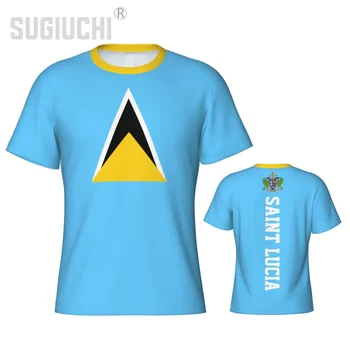 Přiléhavé Sportovní tričko Saint Lucia Flag 3D Pro Muže, Ženy Tees jersey Oblečení Fotbal Fotbalové Fanoušky Dárek Vlastenecké tričko