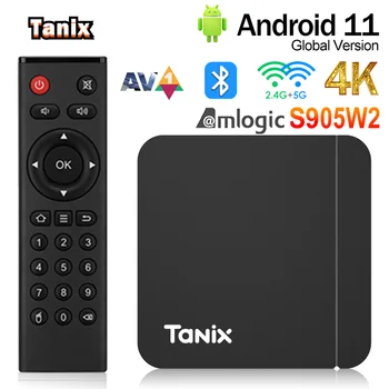 Původní Tanix W2 TV Box Amlogic S905W2 2GB/4GB RAM 16GB 32GB 64GB ROM, H. 265 3D AV1 BT5.0 2.4 G 5G Wifi 4K HDR Přehrávač, Set Top Box