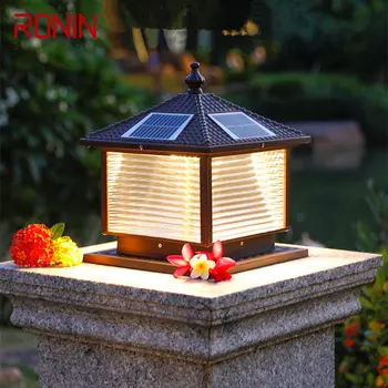RONIN Solární Post Lampa LED Venkovní Kreativní Pruhované Sklo Jednoduché Pilíř Světla, Vodotěsné IP65 pro Home Villa Courtyard