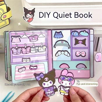 Roztomilé Sanrio Kuromi Melodie Sticker Book Anime Obrázek Diy Klidné Knize Semi-hotové Výrobky, Hračky, Knihy, Dívka, Dárek Vzdělávací Hračky