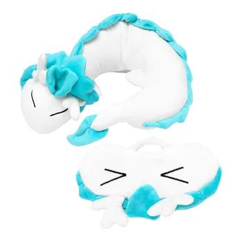 Roztomilý Bílý Drak Krku Polštář, Japonské Animace Plyšový Zvířat Polštář za Krk, Zvíře Tělo Letící Polštář s Spánku Brýle