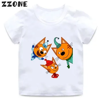 Ruská Karikatura Kid-e-kočky Děti T-Košile Tři Kotě Funny Girls Oblečení Baby Boys T shirt Nové Letní Děti Topy,ooo5411