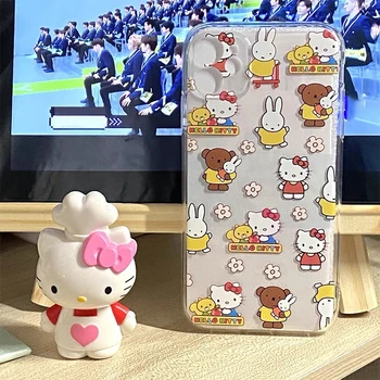 Sanrio, Cartoon Cute Hello Kitty Tištěné Transparentní Telefon Pouzdro pro Iphone 7.8Pxrxsmax11Pro1213Promax14Plus Plné Krytí Silikonové