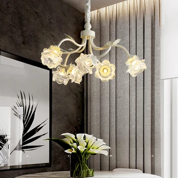 Skleněná Květina Větev Romantický Přívěsek Světla 2024 Home Decor LED Stropní Vintage Závěsné svítidlo pro Jídelní Stůl Lesk Ložnice