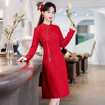 Tradiční Čínská Oblečení pro Ženy Lepší Cheongsam Moderní Nevěsty Svatební Červené Qipao Šaty Večerní Nošení High Gear