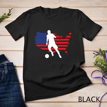 USA Národní Tým Fotbal Driblovat s Americkou Vlajkou Fotbalový Dárek Unisex T-shirt