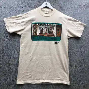 Vintage Údolí Královen T-Shirt Pánské L Krátký Rukáv Luxor Las Vegas Bílé