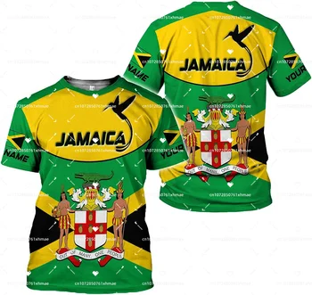 Vlastní Jméno Jamaica Vlajka státní Znak 3d T-shirt Pánské Dámské Ulici Harajuku Dlouhe O-neck Krátký Rukáv T-shirt Topy