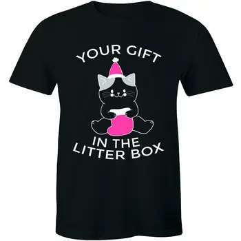 Váš Dar Do Bedničky Malé Roztomilé Legrační Kočka Vánoční Tričko Tee Pánské Tričko