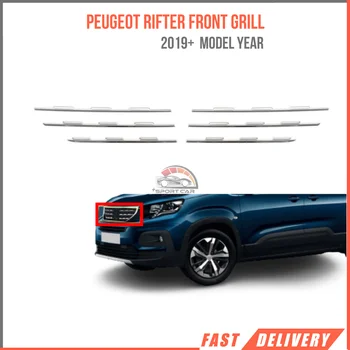 Z nerezové oceli gril, díly pro Peugeot Rifter 2019 + Model Exteriéru příslušenství Rifter 6 Ks modifikace stylové